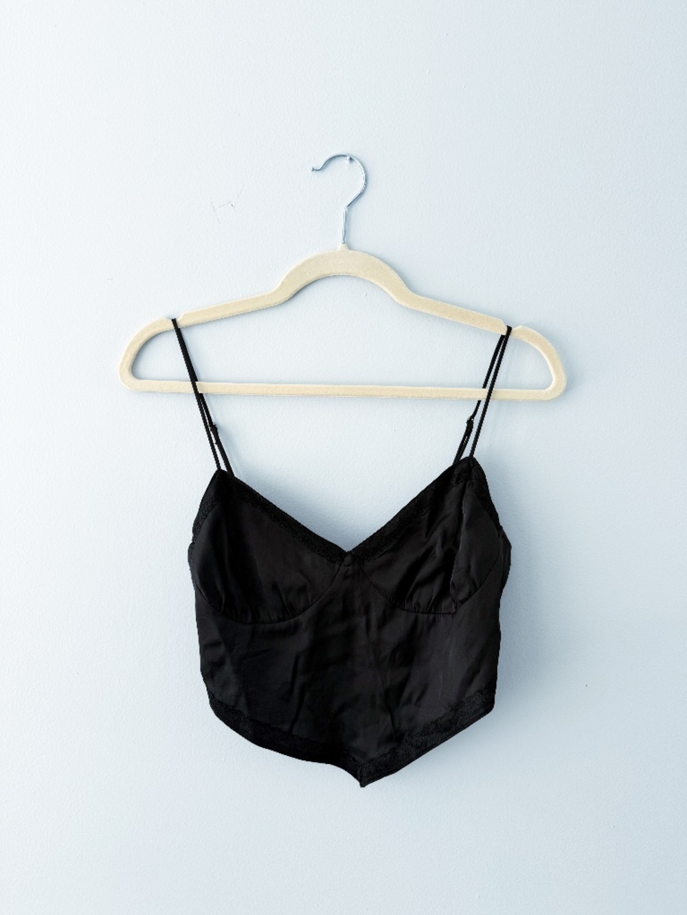Cotton Candy LA Black Satin Lace Bandana Top